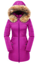 Valuker Women's Down Coat With Fur Hood With 90% Down Parka Puffer Jacket Pink
