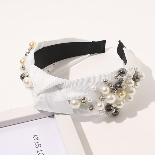 Pearl Rhinestone Knotted Headband Fashion Jeweled Head Bands White Blue Cute - Picture 3 of 3