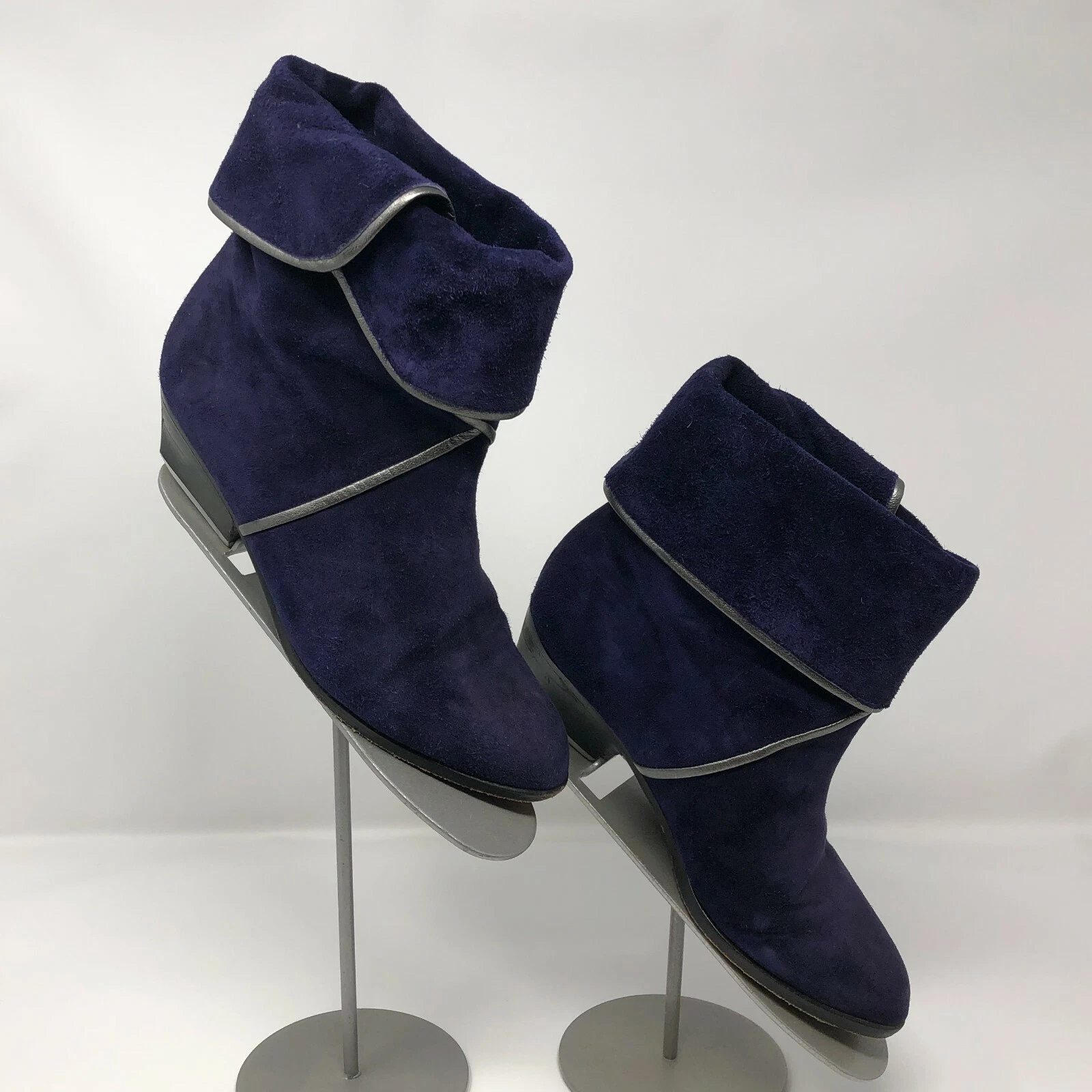 Bottes cheville vintage Christian Dior bleu/violet taille 5,5 accent argent