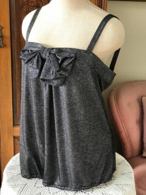 Ladies Charcoal Black/Silver Shimmer Metallic Top ~ Mix-it ~ A Lg. Size Large