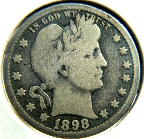 Semi-Key 1898-O Barber Quarter VG+ 90% Silver Better Date/Mint Mark. 12.63