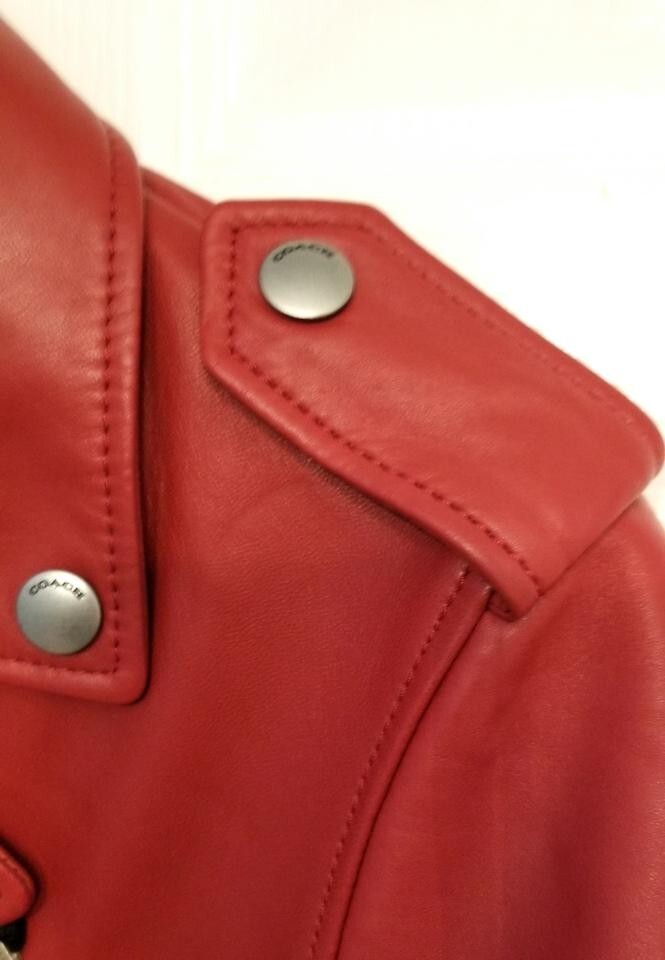 Coach Red Cardinal Motorcycle Leather 58656 Jacket Size 0 US (XS