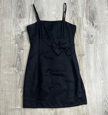 H&M Size 8 Medium Black Mini Dress Bow Dark Academia Goth Little Black Dress
