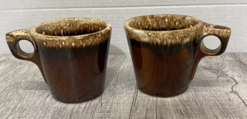 BROWN DRIP Coffee Cups (2) Vintage