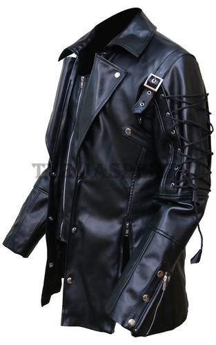 Leather Estate - Steampunk Gothic Black and Maroon Leather Trench Coat for Men - Picture 11 of 17