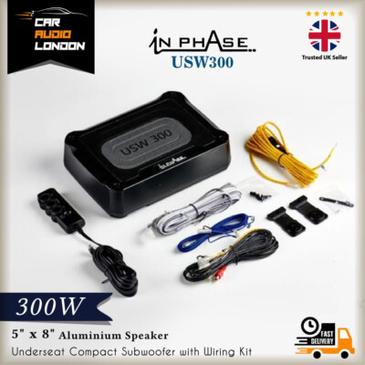 In Phase USW300 300W Untersitz Ultra Slim Kompakt Aktiv Subwoofer