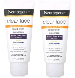5 Pack Neutrogena Clear Face Liquid Lotion Sunscreen Broad Spectrum SPF 55 Barr Co. Lip Balm 0.8 Oz. - Original