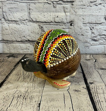 Mixed Painted Full Coconut Shell Wood Turtle Bobble Head Moving Tortoise