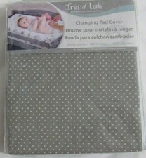 Trend Lab Changing Pad Cover Gray White Polka Dots new 04980