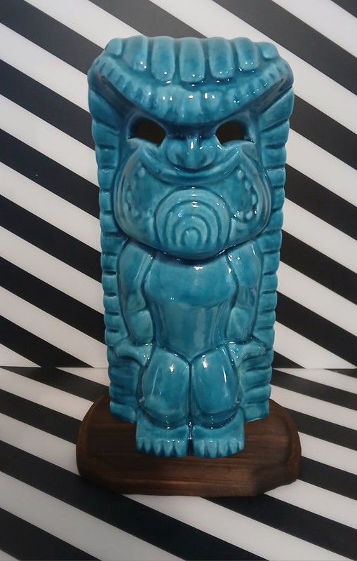 Tiki Classics Large 12" Ceramic Ku Tiki Lamp Speckled Seagreen Hawaiian Oasis