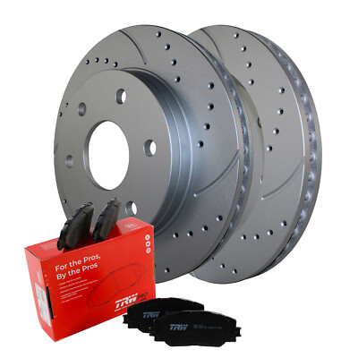 Front Brake Kit 305mm Drilled Rotors TRW Metallic Pads For Silverado Sierra 1500
