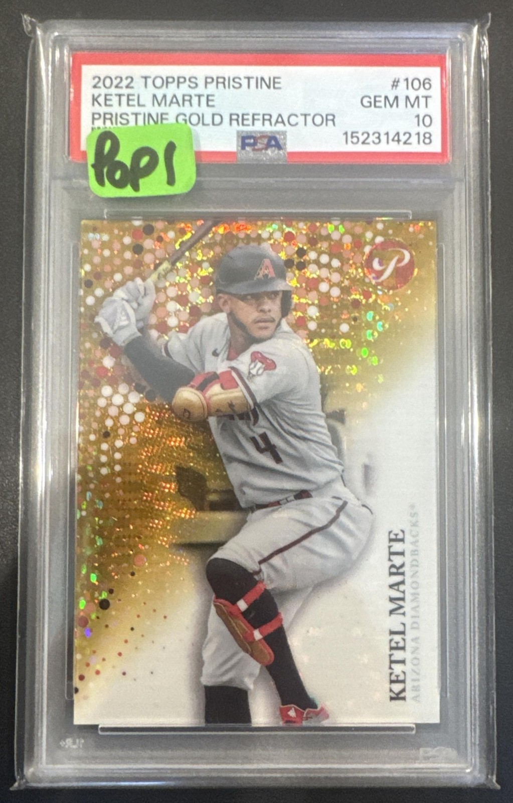 2022 Topps Pristine Ketel Marte Gold Refractor 6/50 Diamondbacks PSA 10 POP 1