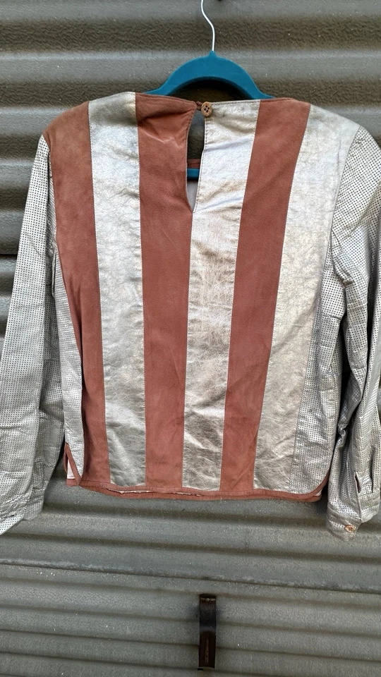 Karen Kane Genuine Leather Striped Snap Long Sleeve Shirt Blouse Womens 10 - Image 3 of 4