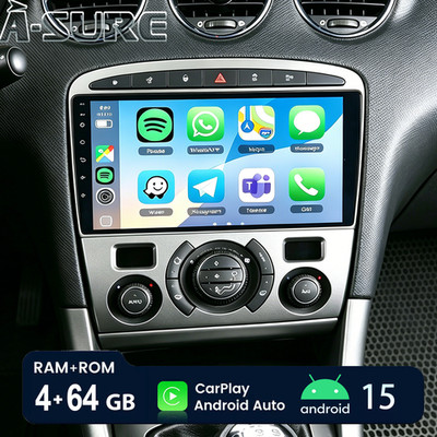 4+64GB Für Peugeot 308 408 RCZ 2007-2013 Android 15 Carplay Autoradio GPS Nav FM