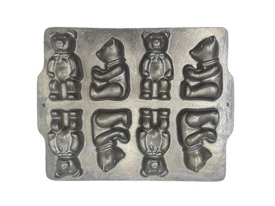Vintage 3D Teddy Bear Mold Cast Craft Aluminum 8 Bears Mold