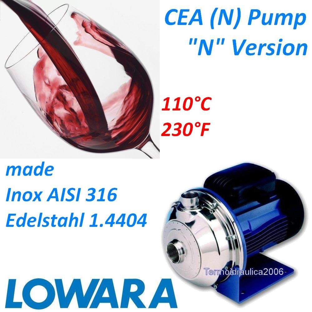 Single-impeller centrifugal pump AISI316 CEA370/1N 1,1kW 1,5Hp3x400V 50Hz Lowara