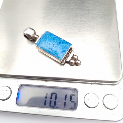 Conjunto de pendientes colgantes de plata mexicana 925 denim lapislázuli cadena de 23" de colección - Imagen 10 de 12