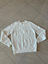 2862 NWT Helmut Lang Noel perforated merino wool crewneck sweater white S