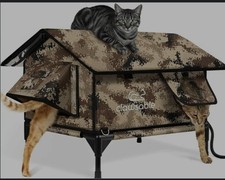 Indestructible Gable Roof Heated Cat House Indoor Outdoor Desert Camo