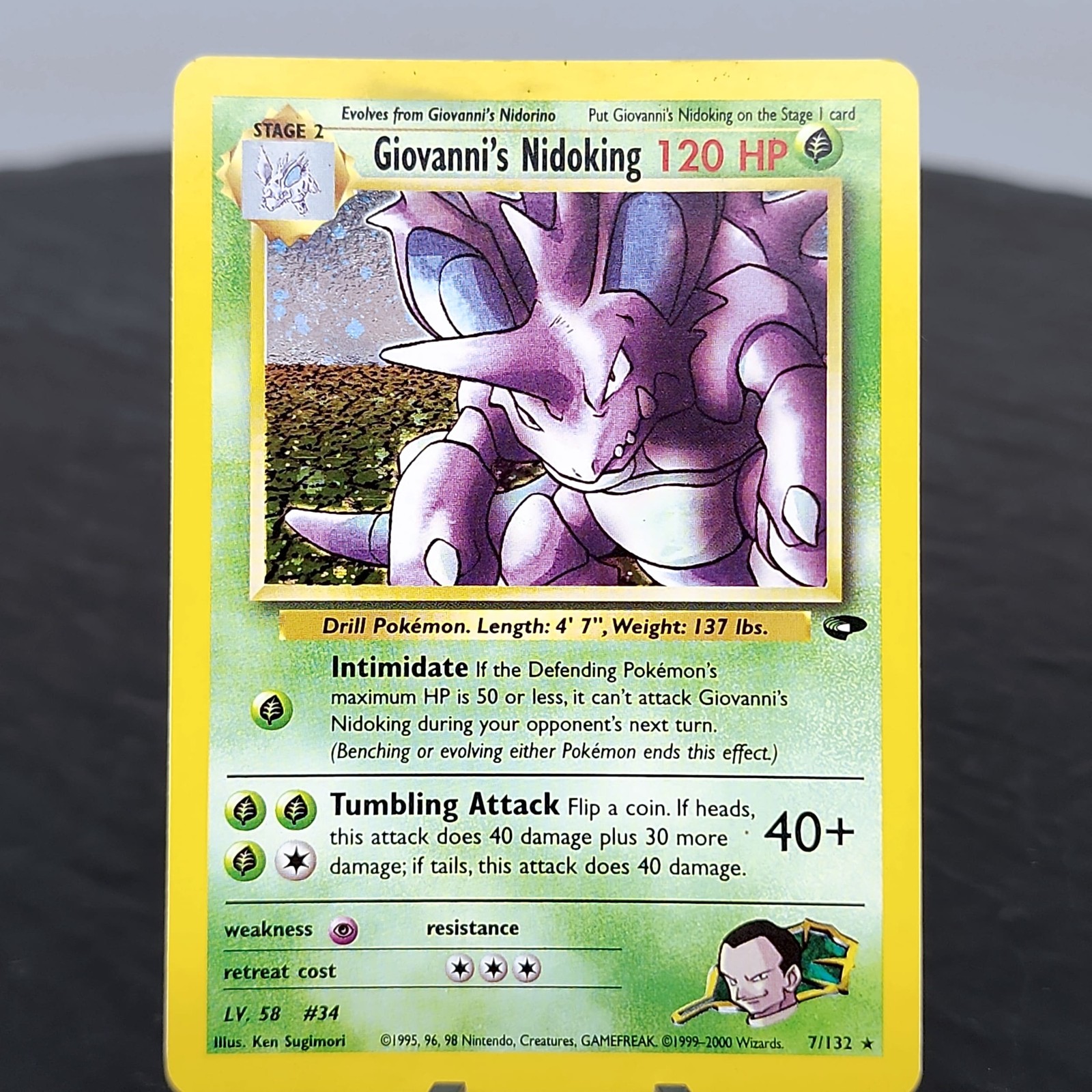 Giovanni's Nidoking 7/132 Holo Gym Challenge Pokemon WOTC 1999 NM NEAR MINT⭐