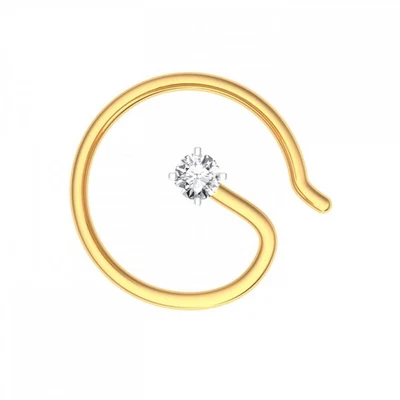 14K Gelbgold Diamant Nasenpiercing 2,6 mm Rund F/VVS2 Ring - Bild 1 von 4