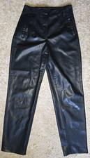 ZARA Kunst Leder Hose High Waist Stretch Schwarz Hoher Bund Glatt LederOptic S