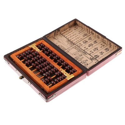 Vintage Chinesischer Arithmetik-Abakus Aus Holzperlen Mit Box-Rechner-Zähl