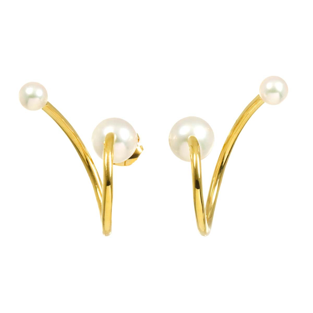 TASAKI Balance Akoya Pearl 7.7-5.0mm Earrings Pierced 18K YG 750 90311752