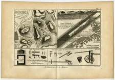 4 Antique Prints-ARDOISERIE-MEUSE-SLATE-INDUSTRY-Diderot-Benard-1779