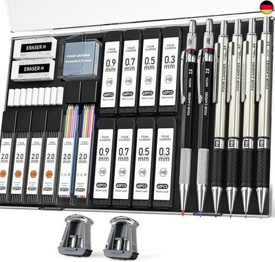 Four Candies 27 Stück Druckbleistifte Set mit Etui, 4 Metall Druckbleistifte 