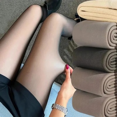 Warme Thermo Leggings Damen Elastisch Hoch Taille Winter Strumpfhosen