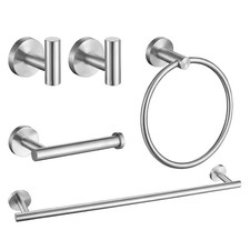 5-Piece Wall Mount Stainless Steel Bathroom Towel Rack Set in Brushed Nickel