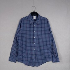 Brooks Brothers Shirt Mens Large Blue Check Windowpane Plaid Regent Non Iron