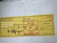 MAE WEST hand signed autographed checks with cancellations for discount pricing.