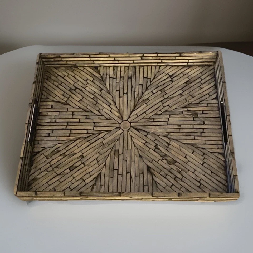 QUALITY DECOR SERVING TRAY 12” X 15” MOSAIC TILES STARBURST COLLECTIBLE ELEGANCE - Image 2 of 4