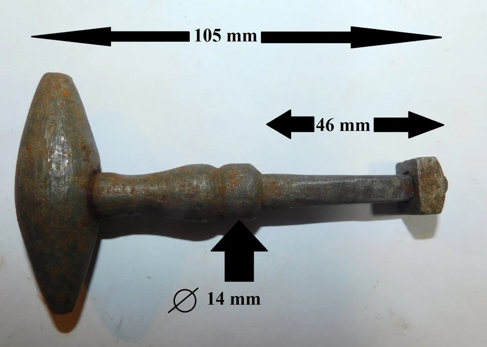 ANCIENNE POIGNÉE EN FONTE CARRÉ DE 7 .XIXe/XXe. SERRURE LOQUET CLENCHE PORTE 25 - Photo 2/4