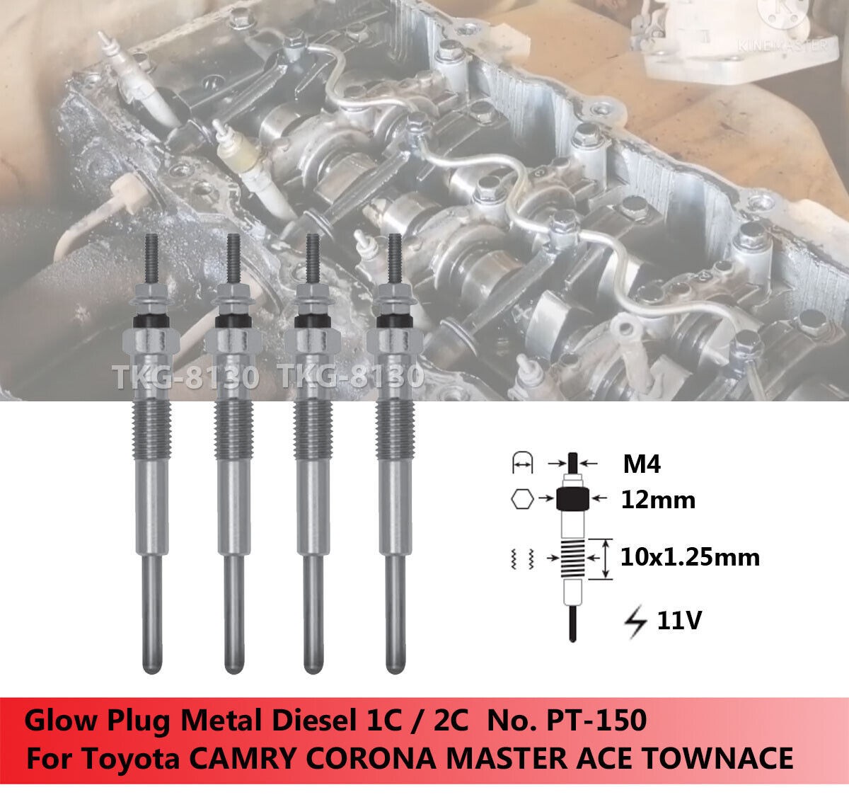 4pcs Glow Plugs 19850-64020 For TOYOTA COROLLA CAMRY CORONA DELIBOY LITEACE