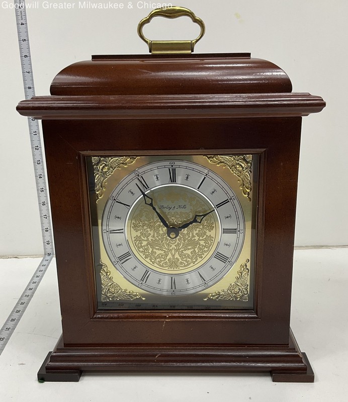 Howard Miller Brown Medford Mantel Clock Traditional Wood Brass Handle