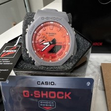Casio G-SHOCK GA-2100S Analogue-Digital Grey Resin Orange/Red Dial Box