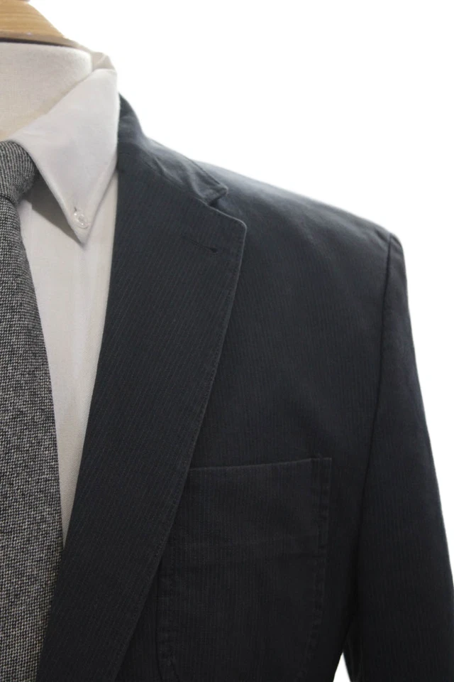 Blazer Bugatti Para Hombres Mezcla de Algodón Rayas Dos Botones Manga Larga Azul Marino Talla 50 Foto 2 de 4