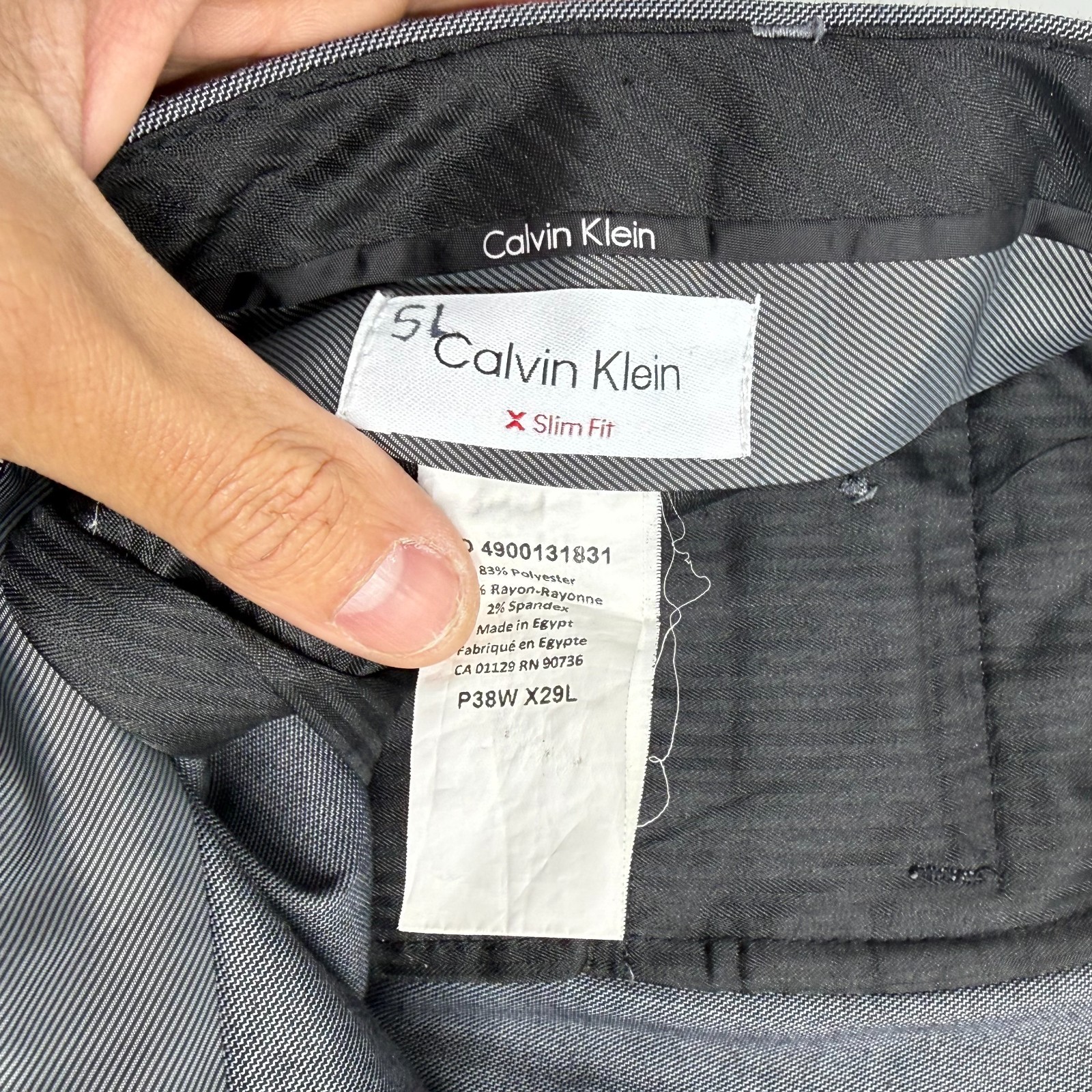 Calvin Klein Men's X Slim Fit Pants 38/29 Gray Stretch Straight Leg Dresswear thumbnail 5