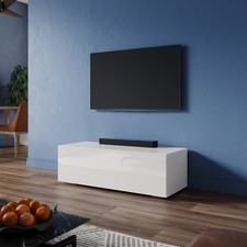 TV Schrank 100cm Fernsehtisch Board Hängend/Stehend Weiß Hochglanz Unterschrank