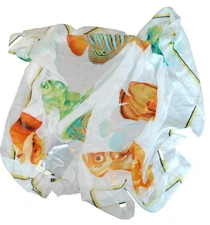 Cejon Pareo Vintage Wrap Dress Cover Skirt Tropical Fish Orange Yellow New Tags