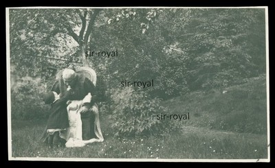 Grandmother Smelling Flower From Grandchild In Garden Circa 1920 - Photo 14x8cm