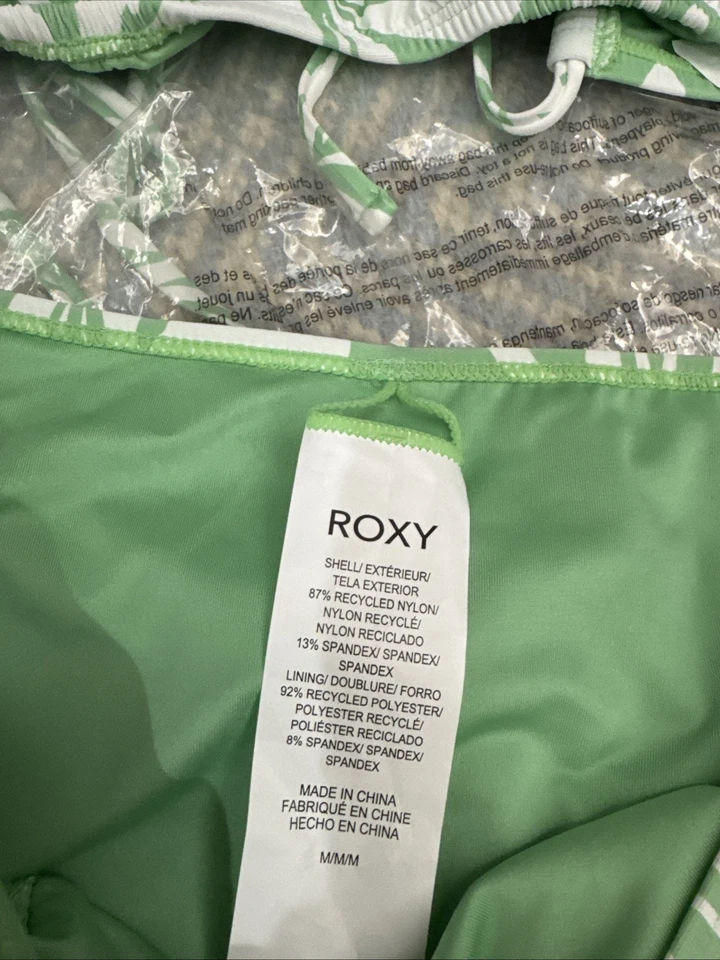 Juniors Roxy Adorable Bikini Set Size Light Green and White Floral NWT - Image 2 of 4