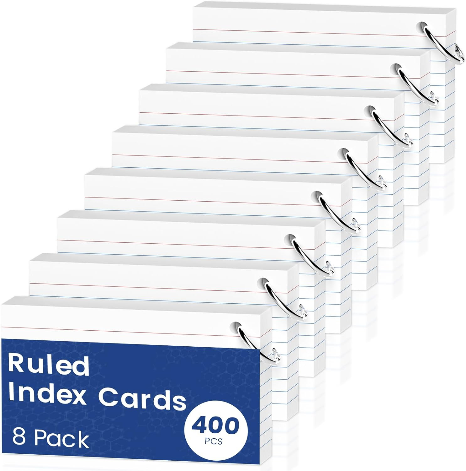400 PCS Revision Cards A6（10.2X14Cm） Flash Cards, Index Cards A6, White Ruled Fl