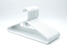 12Pack Heavy Duty Tubular Plastic Clothes Hangers White Jumbo Adult Coat