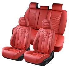 KEYOOG Car Seat Covers Full Set, 5-Seater Waterproof and Breathable Nappa Lea...