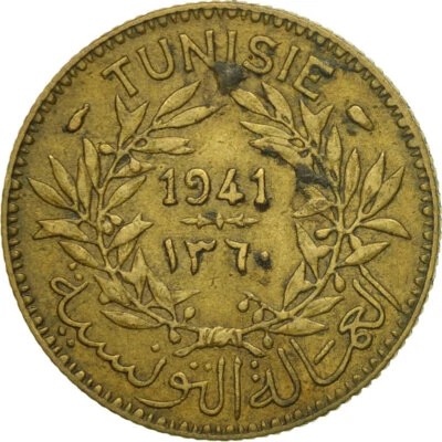 [#547636] Münze, Tunesien, Anonymous, Franc, 1941, Paris, S+, Aluminum-Bronze, K - Bild 1 von 2