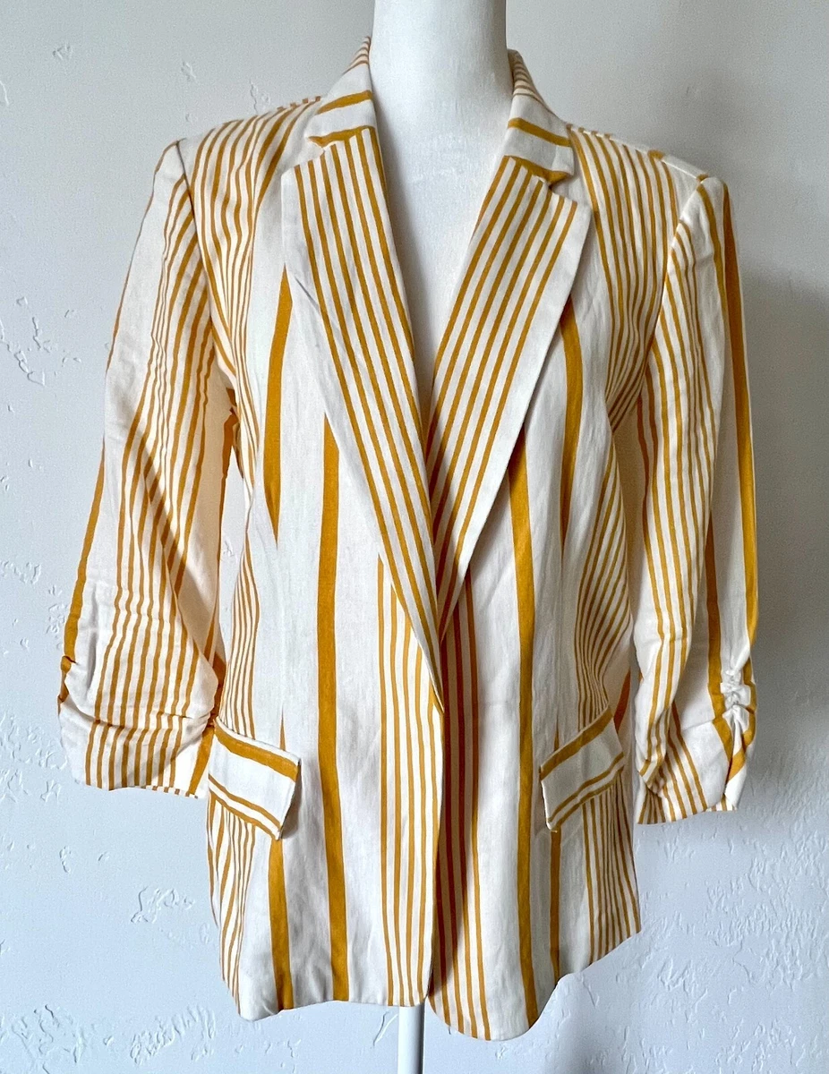 Yellow striped blazer sale